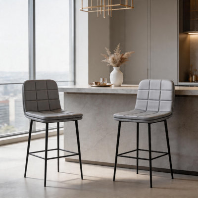 Mordern Upholstered Metal Counter Height Bar Stools(Set of 2)
