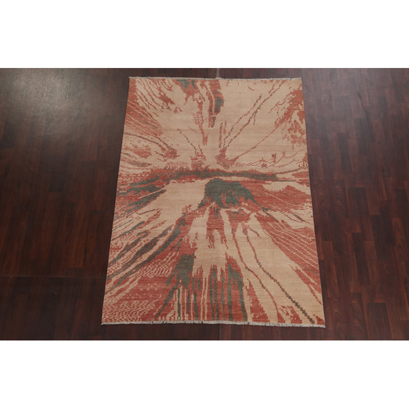 One-of-a-Kind 5'5" x 7'8" New Age Rectangle Wool Area Rug in Black and Brown