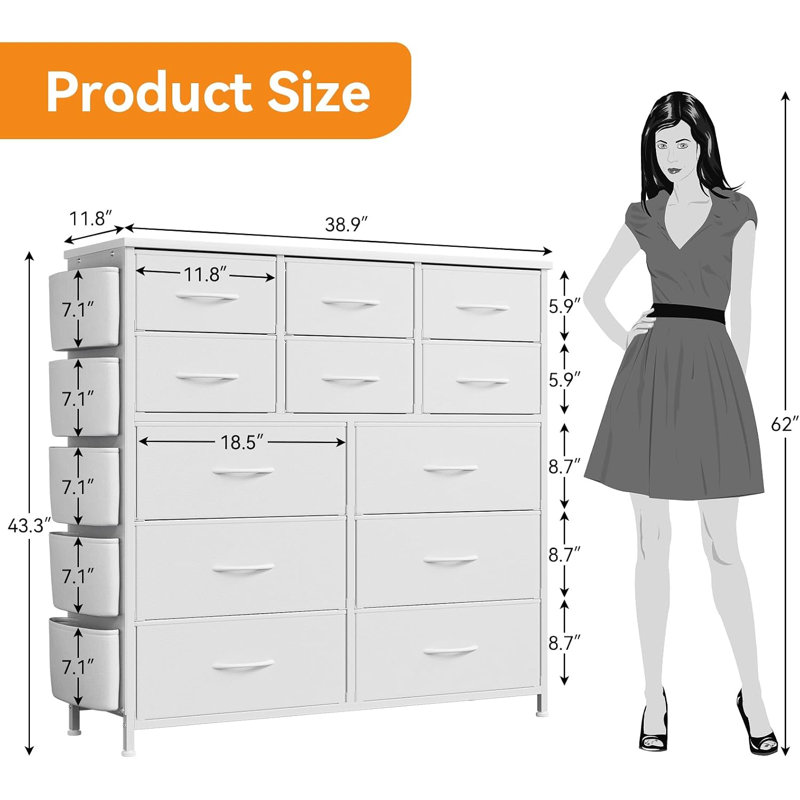 Chest of 12 Drawers, White