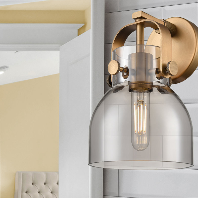 Applique murale 1 lumière 6 po Skycrest, Laiton brossé, Plaqué couleur fumée