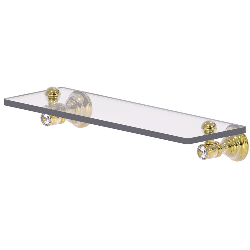 Tablette en verre Hertz, H 2,4 po x l 16 po x P 5,54 po, Laiton non laqué