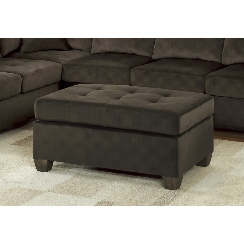 Upholstered Ottoman With Tufted Design, Chocolate