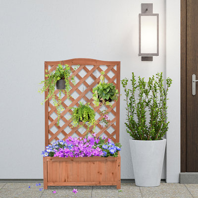 Lit de jardin surélevé en bois avec treillis Outsunny