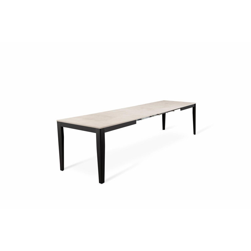 Nithilan Extendable Oak Metal Base Dining Table, White, Black