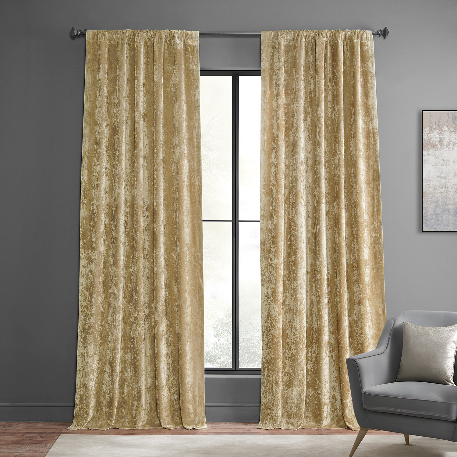 Mercer41 Tondrea Lush Crush Velvet Curtains, Room Darkening Curtain for ...