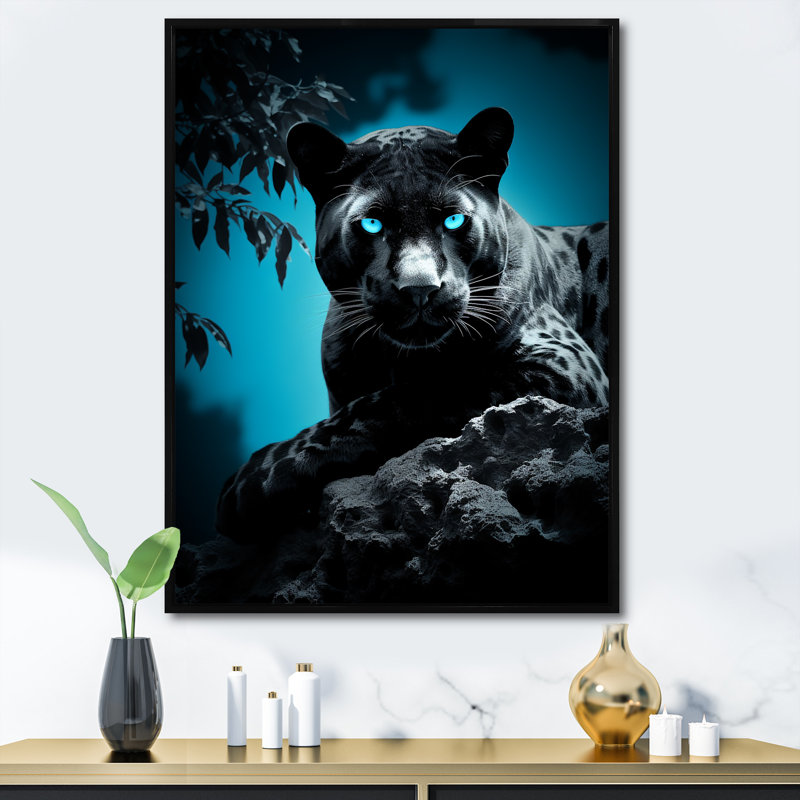 «Red Blue Panther Hidden Observer Infrared» sur impression sur toile, Cadre flottant noir, H 32 po x l 16 po x P 1 po