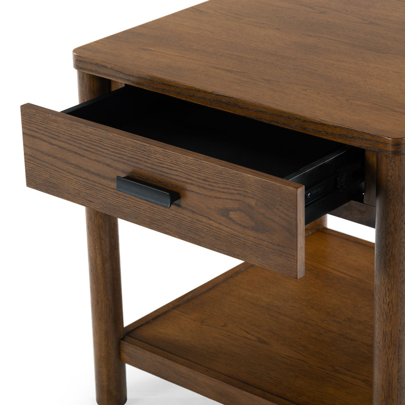 Jaylessa Wood 1 Drawer End Table, Medium Oak