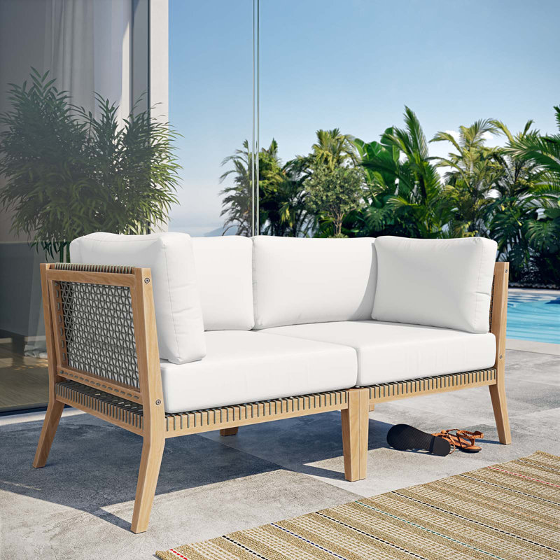 Causeuse d'extérieur en bois de teck Clearwater par Modway, Blanc