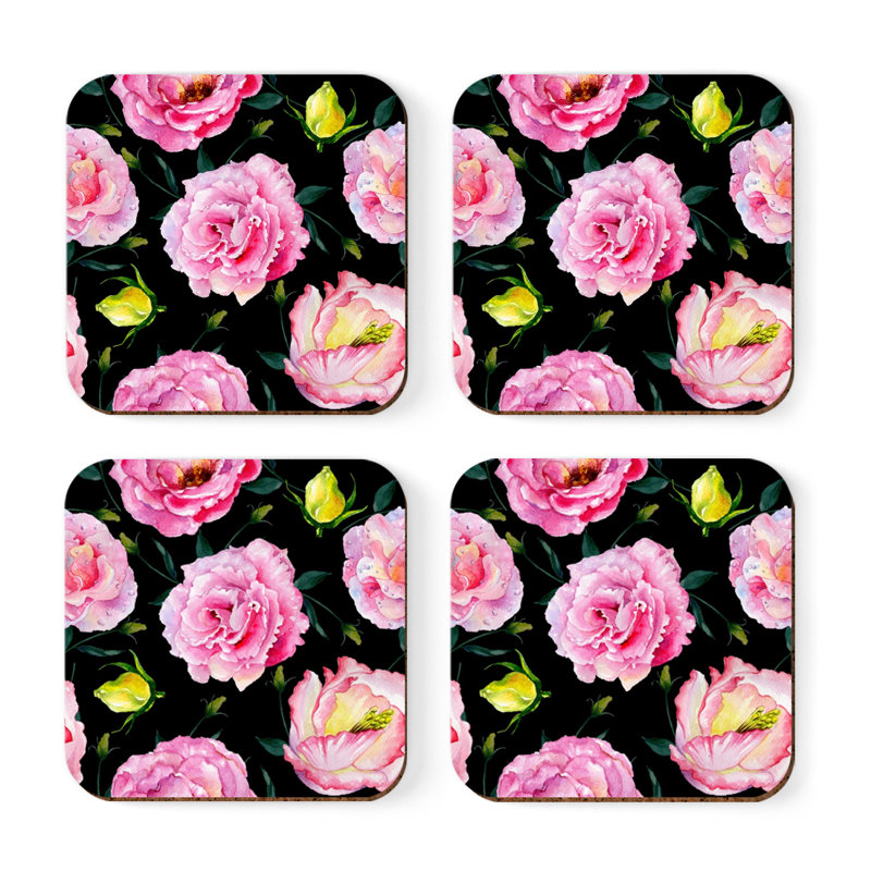 Dessous de verre à boissons carrées roses