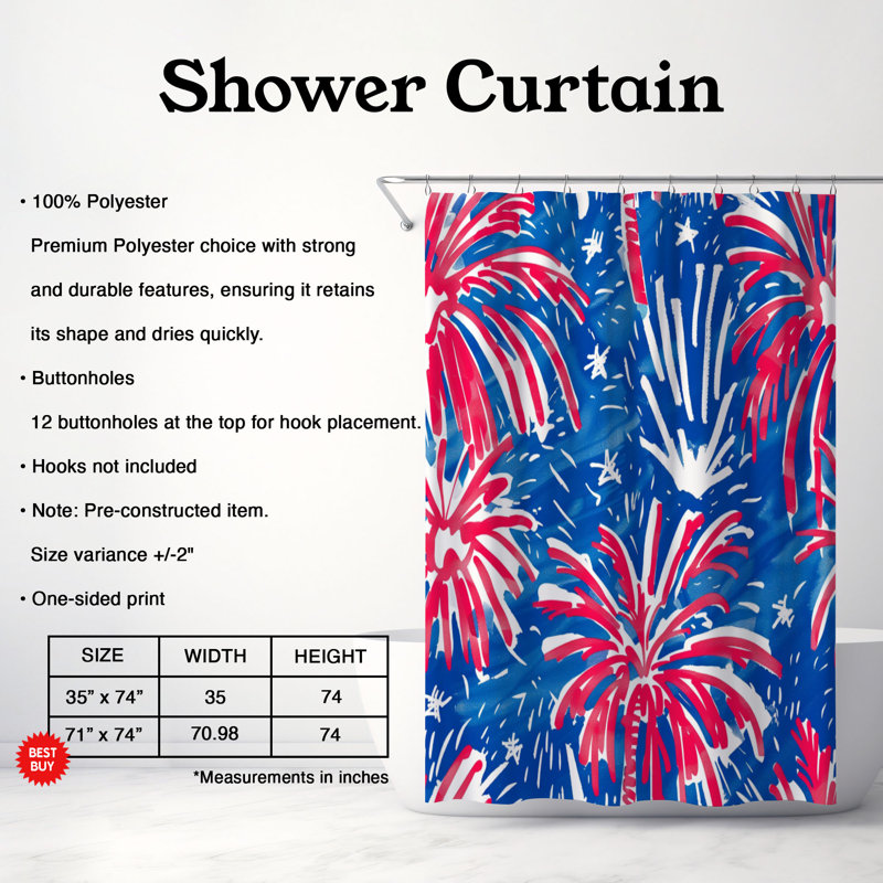 Stylish Burst Art - Rideau de douche standard 1 pièce, H 74 po x l 71 po