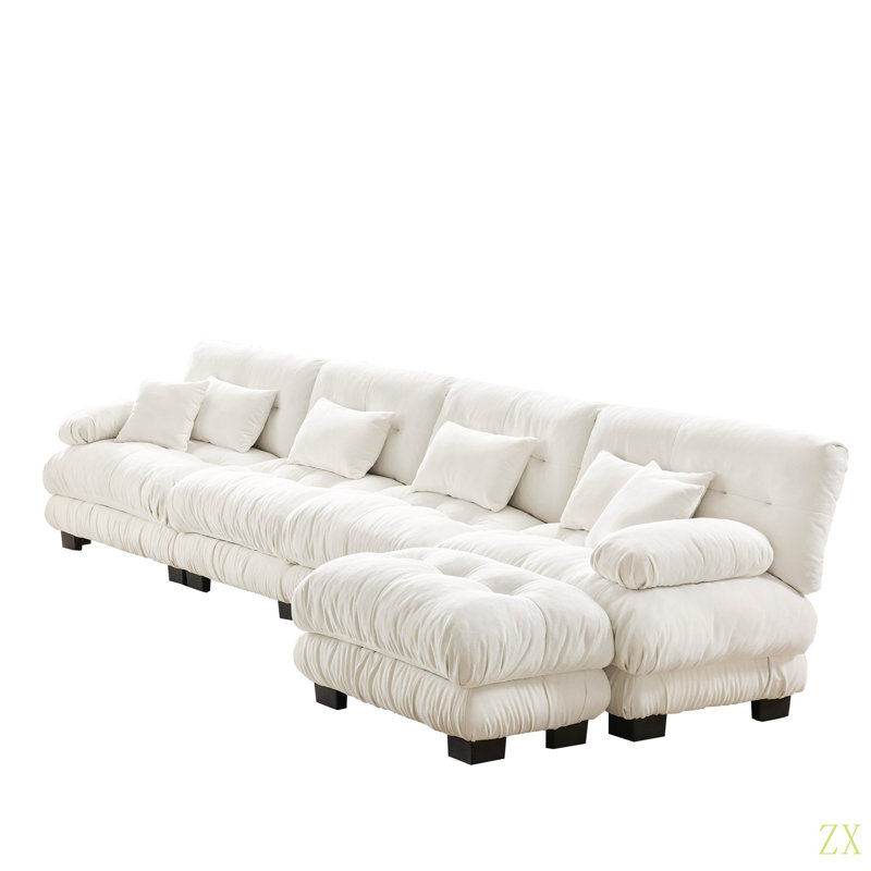 Combinaison libre, canapé modulaire modulaire, canapé en forme de L pour le salon, canapé confortable à 4 places avec repose-pieds convertible, chenille