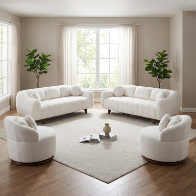 Faltoo Chenille 4-Piece Living Room Furniture Set
