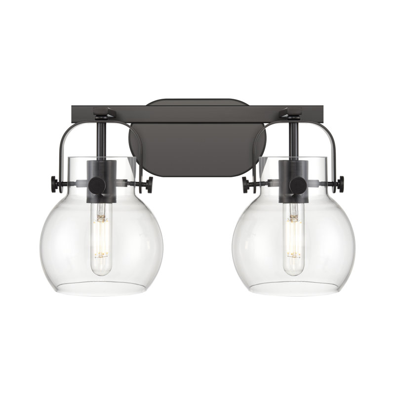 Shueyville 2 - Light Dimmable Vanity Light, Clear, Matte Black, 2 Lights
