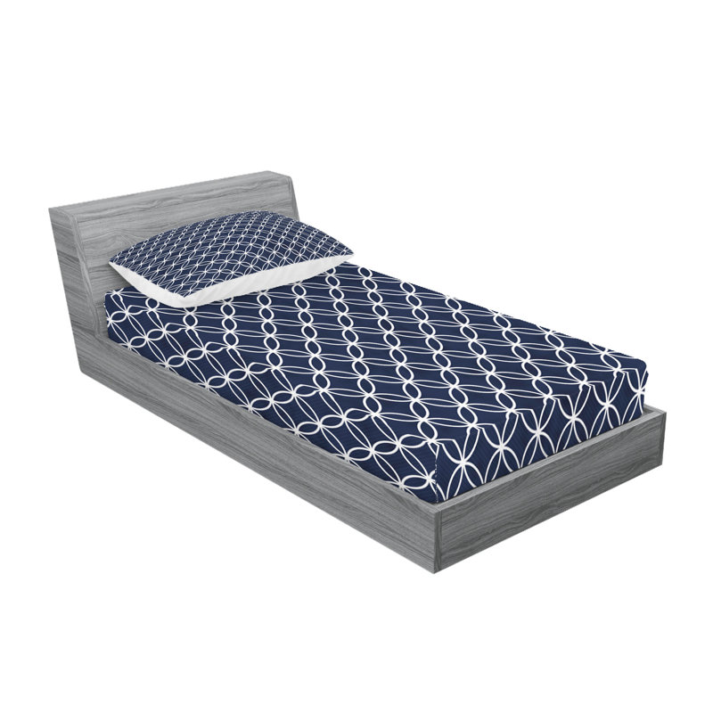 Ensemble de draps et taies décoratives bleu marine Ambesonne, indigo et blanc
