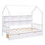 Lit simple en bois avec 2 tiroirs, lit pour enfant avec tablette de rangement, blanc