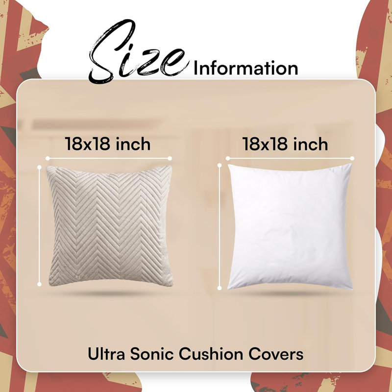 Ultra Soft Embossed Quilted Velvet Throw Cushion Covers for Sofa, Couch, & Bedroom Décor - Hidden Zipper, Machine Washable & Crushed Velvet