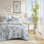 Ensemble de housse de couette en satin de coton 3 pièces 3 pièces, bleu marine / bleu-130472341