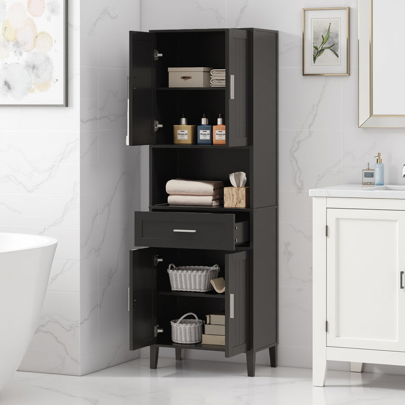 Modern 70.9'' Freestanding Bathroom Cabinet with Soft-Close Doors, 3 Drawers & 2 Adjustable Shelves for Bathroom & Living Room
