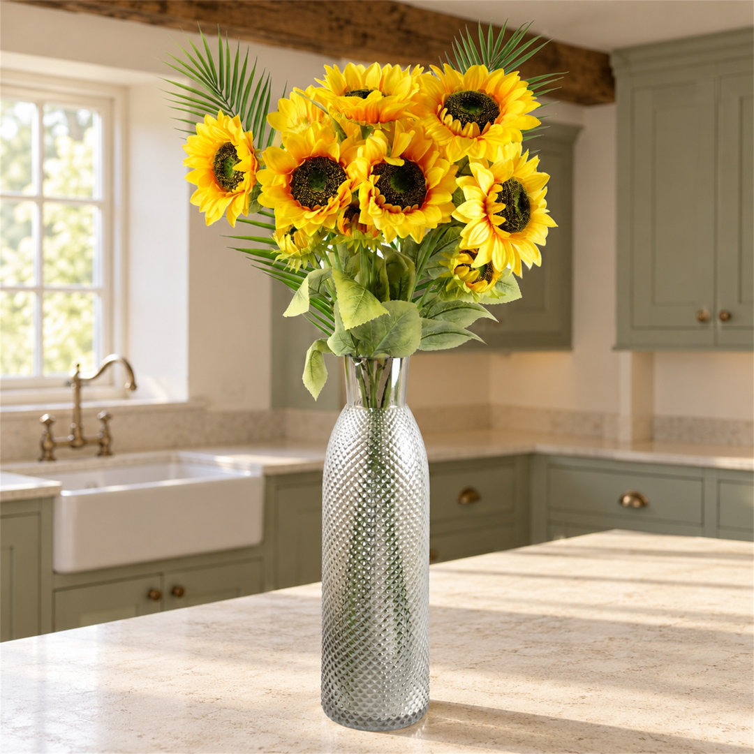 100 cm H Artificial Faux Floral in Glass Vase