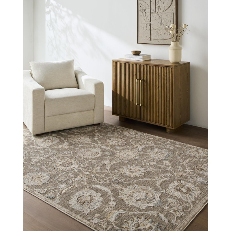 Tapis tissé à la machine Farshad, Taupe, Tapis de couloir 2 pi 7 po x 10 pi