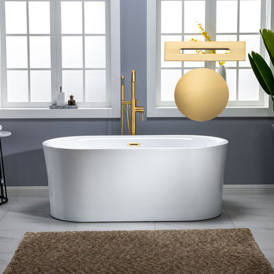 67" x 32" Freestanding Air Soaking Acrylic Bathtub with 208 Jets, 7 Colours LED Lights, Chromatherapy