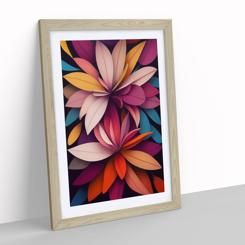 Enchanting Flowers - Wall Art, 34cm H x 25cm W x 2cm D, Oak Framed