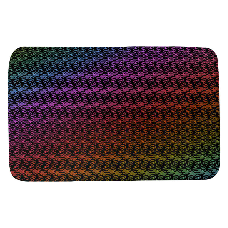 Avicia Memory Foam Non-Slip Bath Rug, 17" W x 24" L, Yellow/Purple/Green