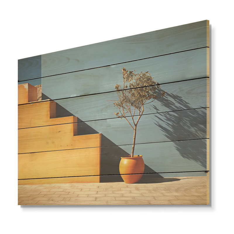 Jaune et bleu, minimalisme harmonieux, art mural sur bois de pin naturel, H 30 po x l 40 po