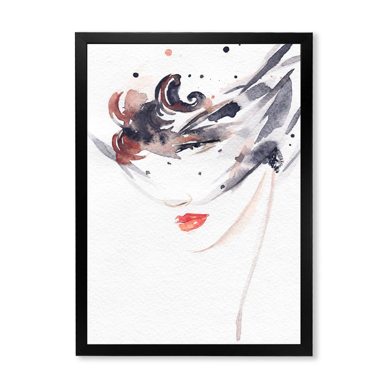 «Venice Mask Fashion Woman», œuvre d'art sur toile glamour, H 20 po x l 12 po, Toile avec cadre noir