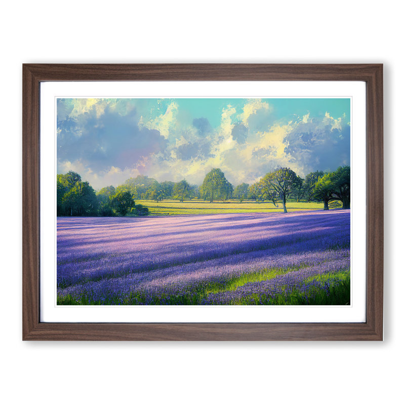 XH1022-9407X Unforgettable Bluebell Field - Single Picture Frame Print, 25cm H x 34cm W x 2cm D, Walnut