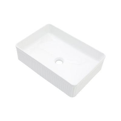 19" L x 14" W Bathroom Vessel Sink White Ceramic Bathroom Sink Rectangular Above Counter Bathroom Vanity Sink