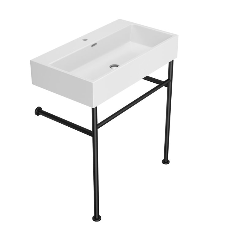 Lordear 17'' Ceramic Rectangular Bathroom Sink with Overflow