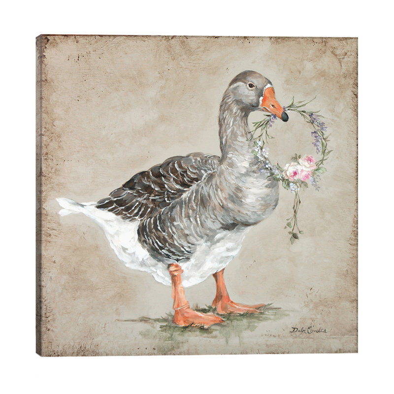 Goose With Wreath by Debi Coules - Print on Canvas, 45.72 cm H x 45.72 cm W x 1.91 cm D, No Frame