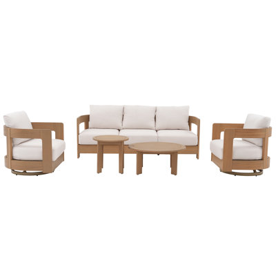 Frances 5-Person Eucalyptus Patio Seating Group