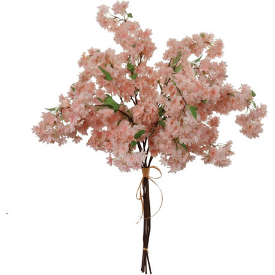 Doux tiges de cerisier rose doux - ensemble de 3 fleurs en soie