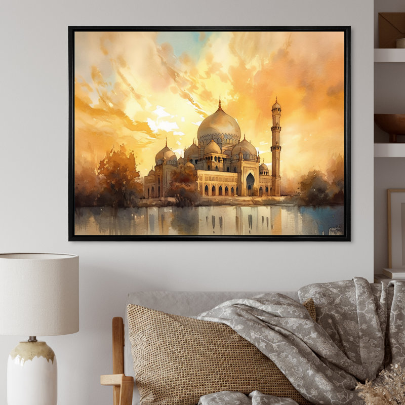 «Scared Mosque II», reproduction sur toile, H 16 po x l 32 po x P 1 po, Cadre flottant noir