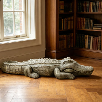 Statue de crocodile accroupi en béton de 42 po - statues de crocodile alligator pour jardin