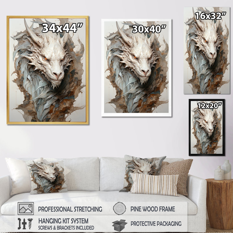 Dragon S Enchanted Realm sur impression sur toile, H 20 po x l 12 po x P 1 po, Cadre simple blanc