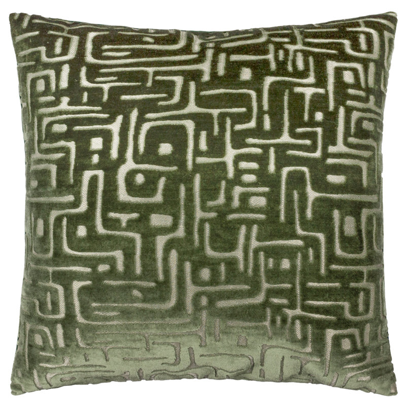 Soren Geometric Square Cushion, Green, Feather