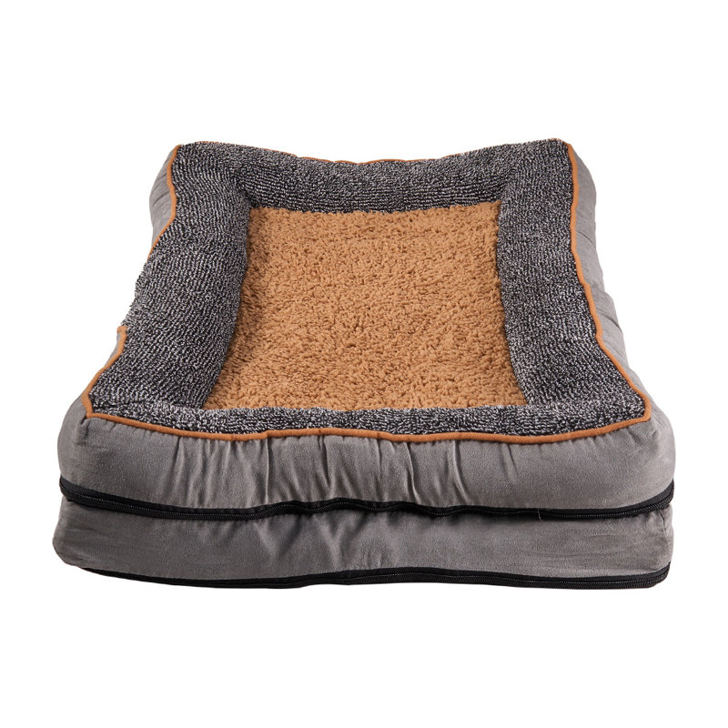 Washable All-Season Dog and Cat Bed, 9 cm H x 50 cm W x 40 cm D, Brown/Grey/Light Grey