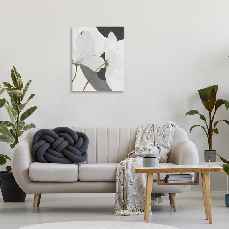 Abstrait, art floral rétro sur toile par Patricia Pinto, H 30 po x l 24 po