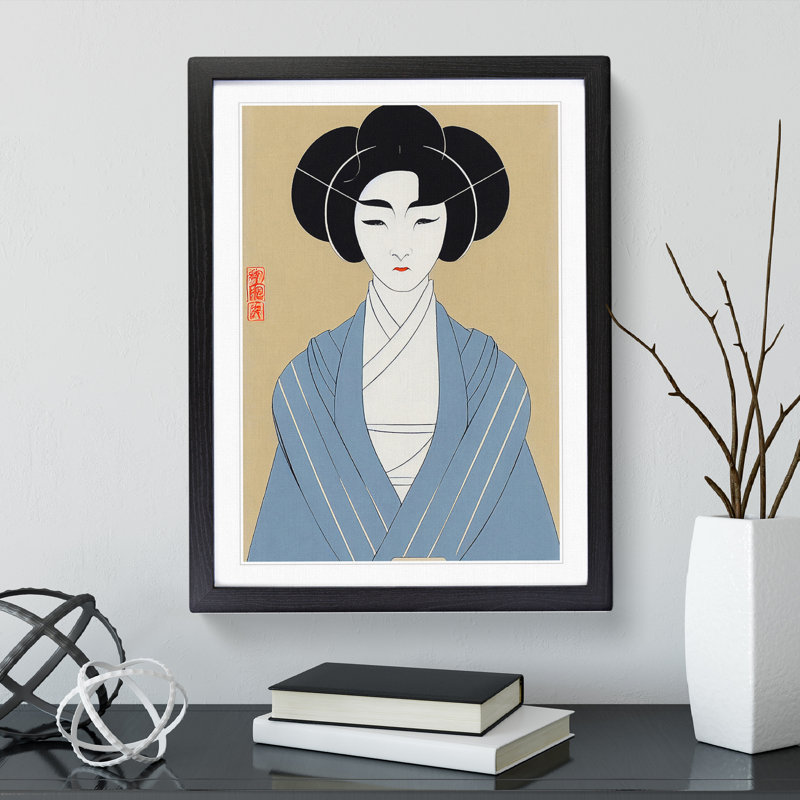 Classic Geisha No.2 - Single Picture Frame Print, 64cm H x 46cm W x 2cm D, Black