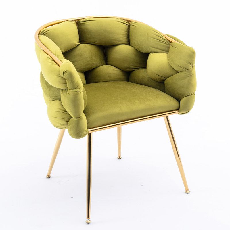 Velvet Single Chair With Comfortable Padding, For Home And Bedroom Use, Olive Modern Accent Chair, Seating Experience - Of 2