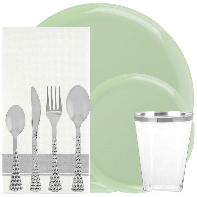 Assiettes en plastique jetables Ecoqualité, Vert