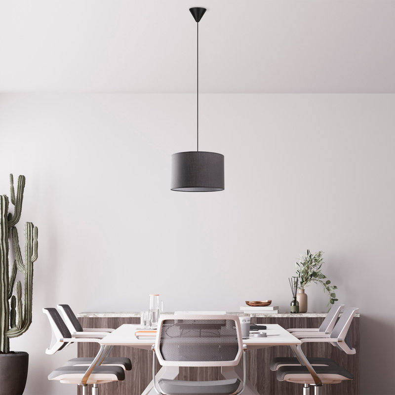 Stylish Anthracite Chandelier, Metal Body, 25 x 25 x 7.1 inches | Cotton Cap, Total Height: 25.6 inches | E27 Socket, Max 40W | CE Certified, Elegant Lighting for Dining Room, Living Room & Entryway