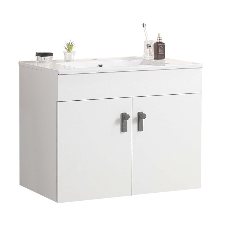 Meuble-lavabo de salle de bain Mikayil, Blanc