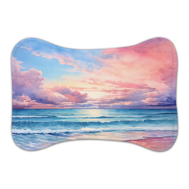 Watercolor Shoreline - Bone Shape Feeding Mat
