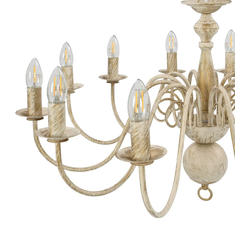 Cheeks 12 - Light Candle Style Chandelier, Beige