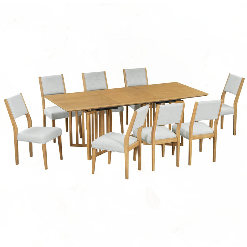 Ensemble de table de salle à manger extensible 9 pièces 83,9 pouces
