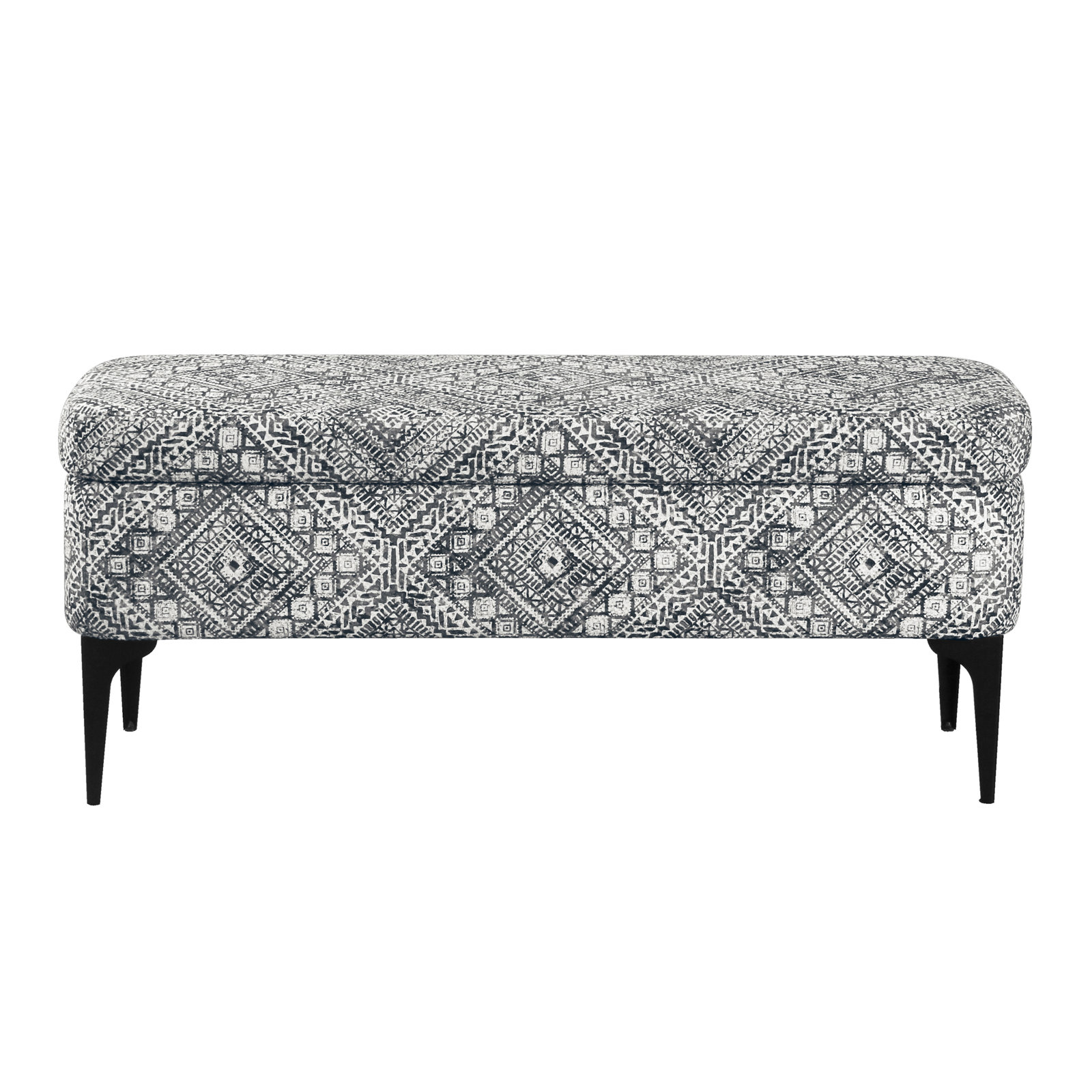 Ameelya 42" Velvet Bedroom Bench, Tribal Black and White